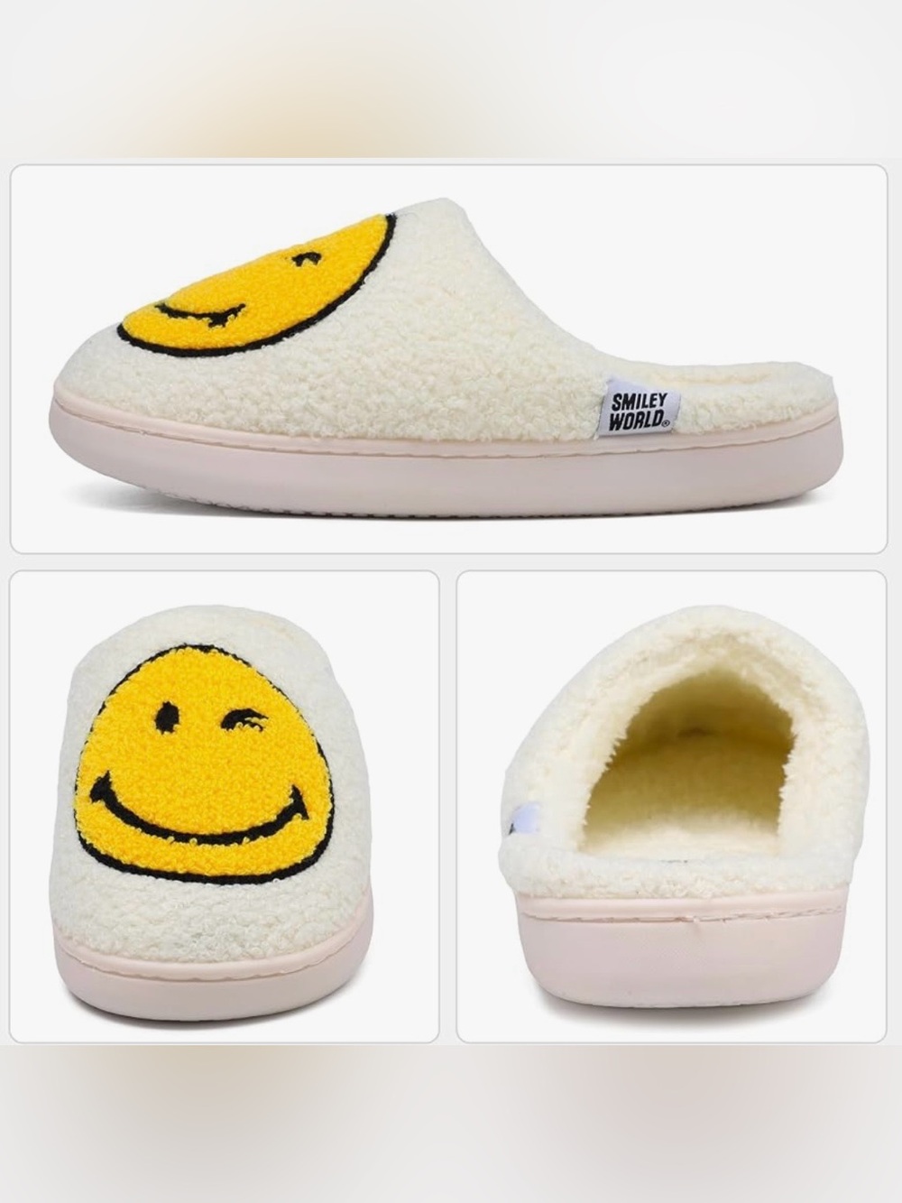NEW SmileyWorld Women Smiley Face Warm Comfy Soft Slippers (M/L Fits up to US 8) - Picture 13 of 14